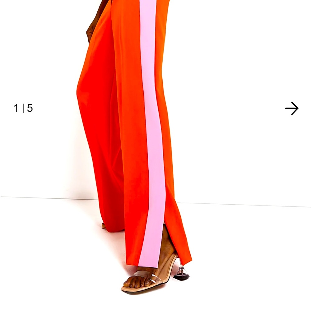 River Island - brand new, never worn - RED SIDE STRIPE WIDE LEG TROUSERS- 12US
